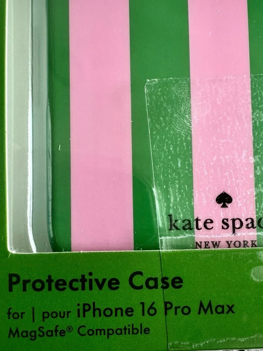 NEW Kate Spade New York 16 PRO MAX Pink/Green Stripe protective Case TPU.